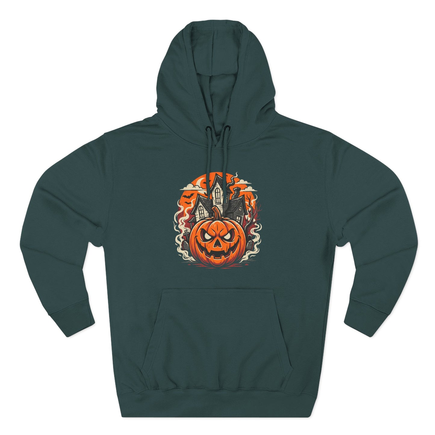 Halloween Pumpkin Hoodie — Jack-O'-Lantern Haunted House Fleece Hoodie
