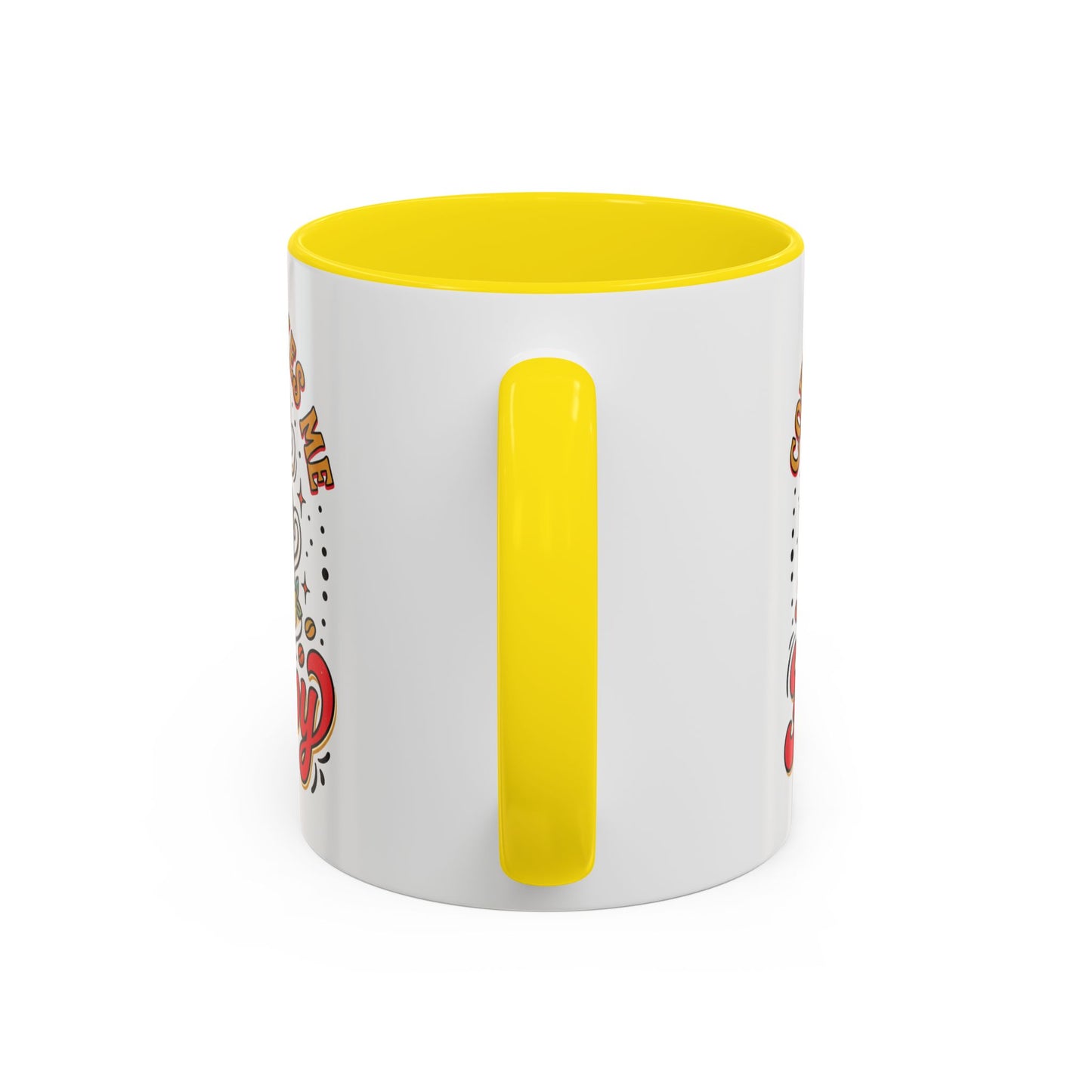 Coffee Mug — "Coffee Makes Me Happy" Cute Retro Accent Mug (11/15oz)
