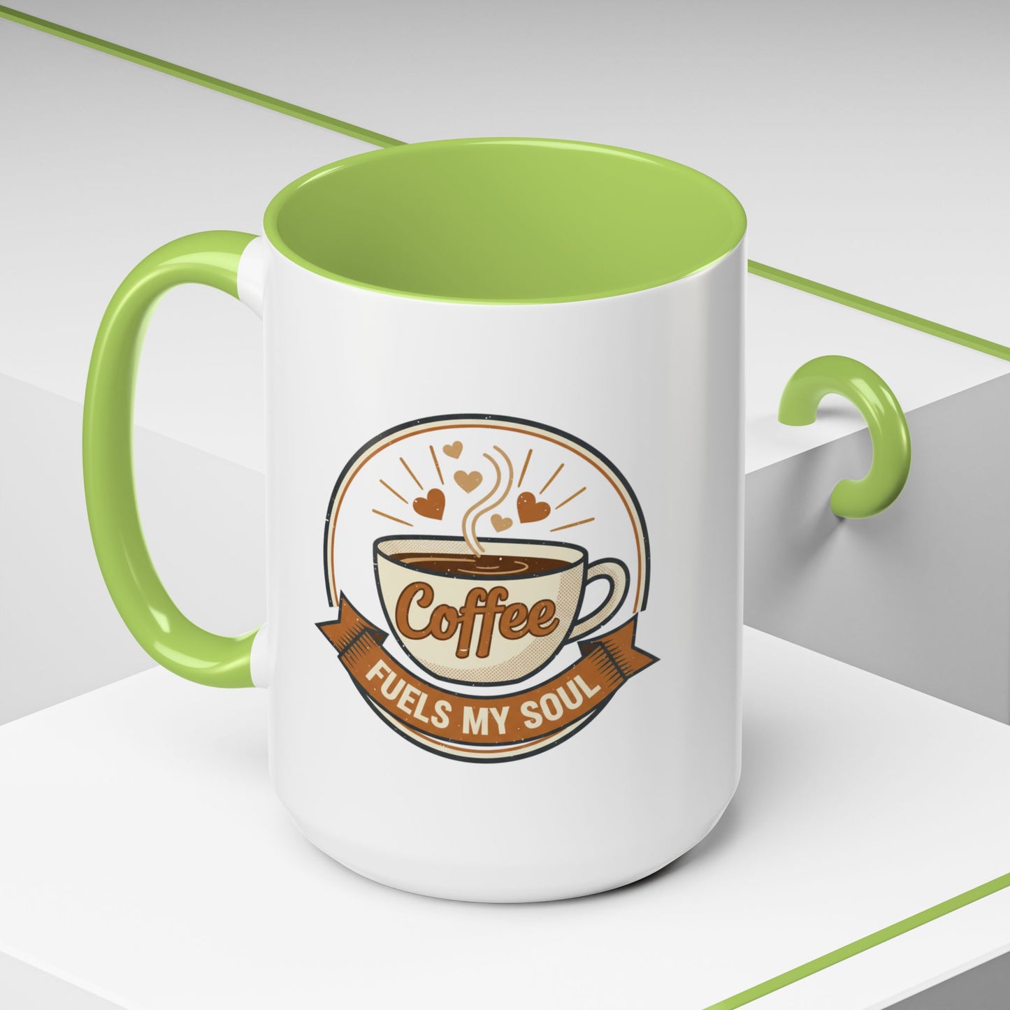 Coffee Mug - "Coffee Fuels My Soul" Accent Ceramic Mug (11/15oz)
