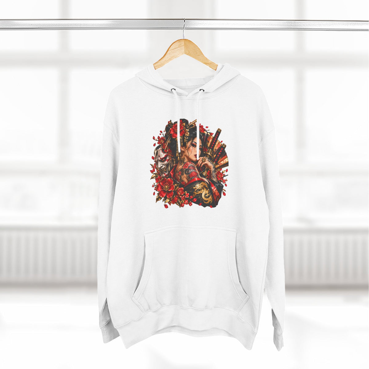 Floral Skull Hoodie — Gothic Rose Graphic Fleece Hoodie
