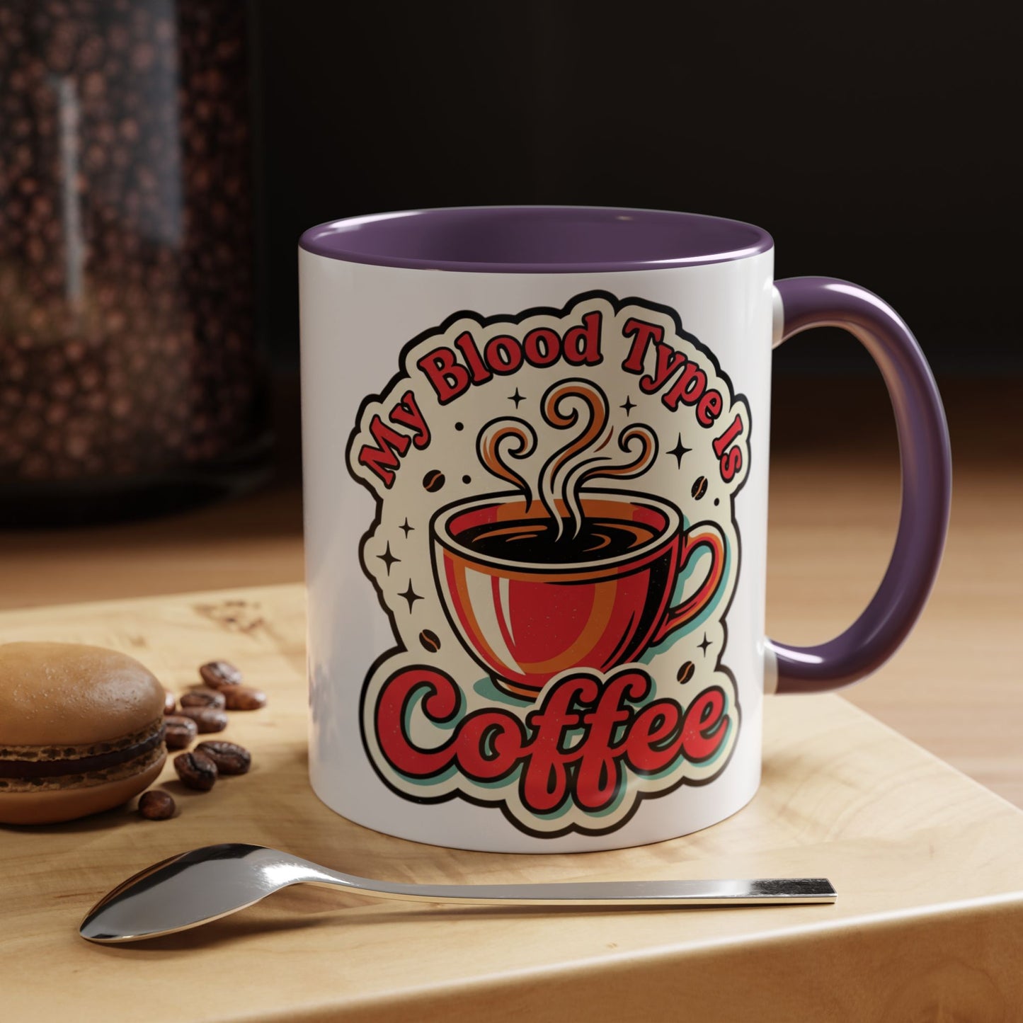 Coffee Mug - "My Blood Type Is Coffee" Accent Ceramic Mug (11oz & 15oz)