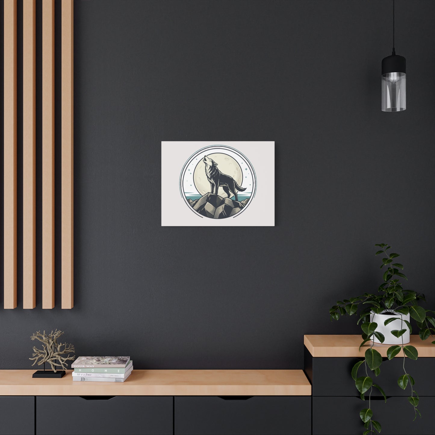 Howling Wolf Canvas Wall Art — Moonlit Wilderness Matte Stretched Print