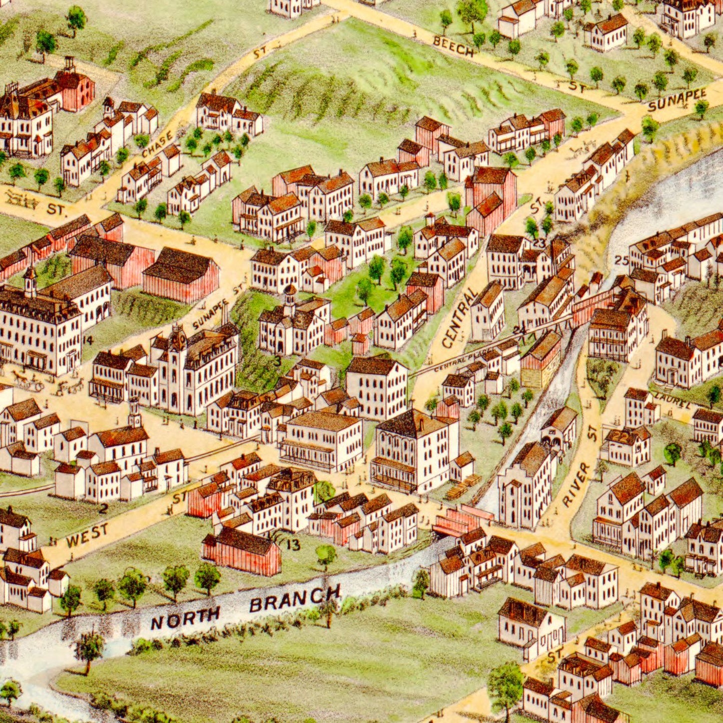 Vintage Map of Newport, New Hampshire 1877