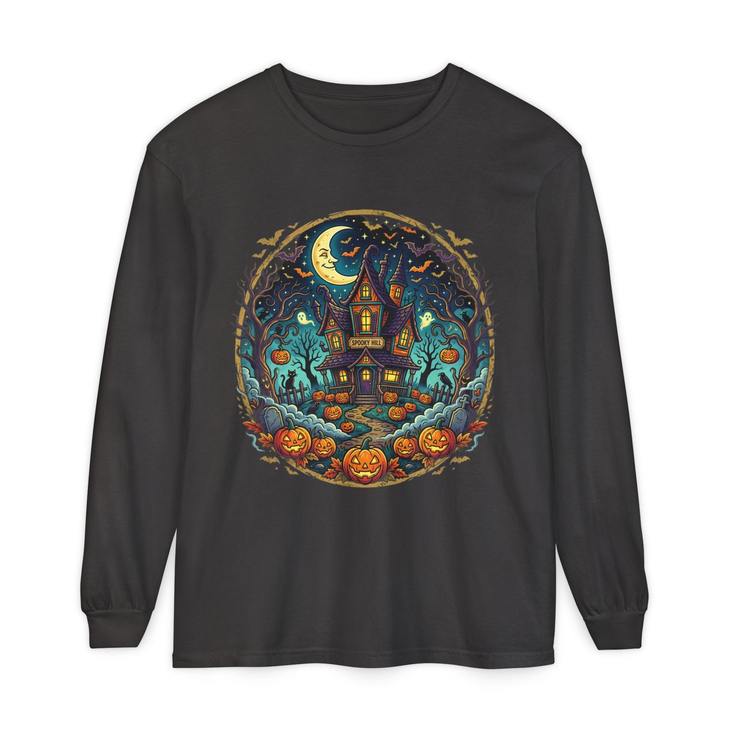 Haunted House Halloween Long Sleeve Tee