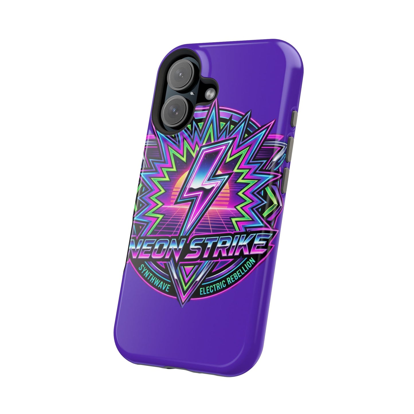 Neon Strike Phone Case — Retro 80s Lightning Magnetic Impact-Resistant Cover