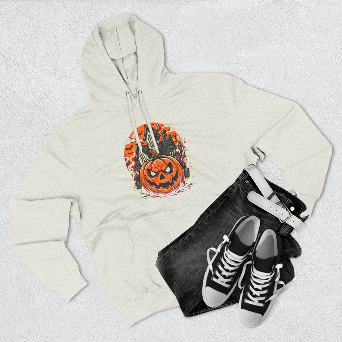 Halloween Pumpkin Hoodie — Jack-O'-Lantern Haunted House Fleece Hoodie