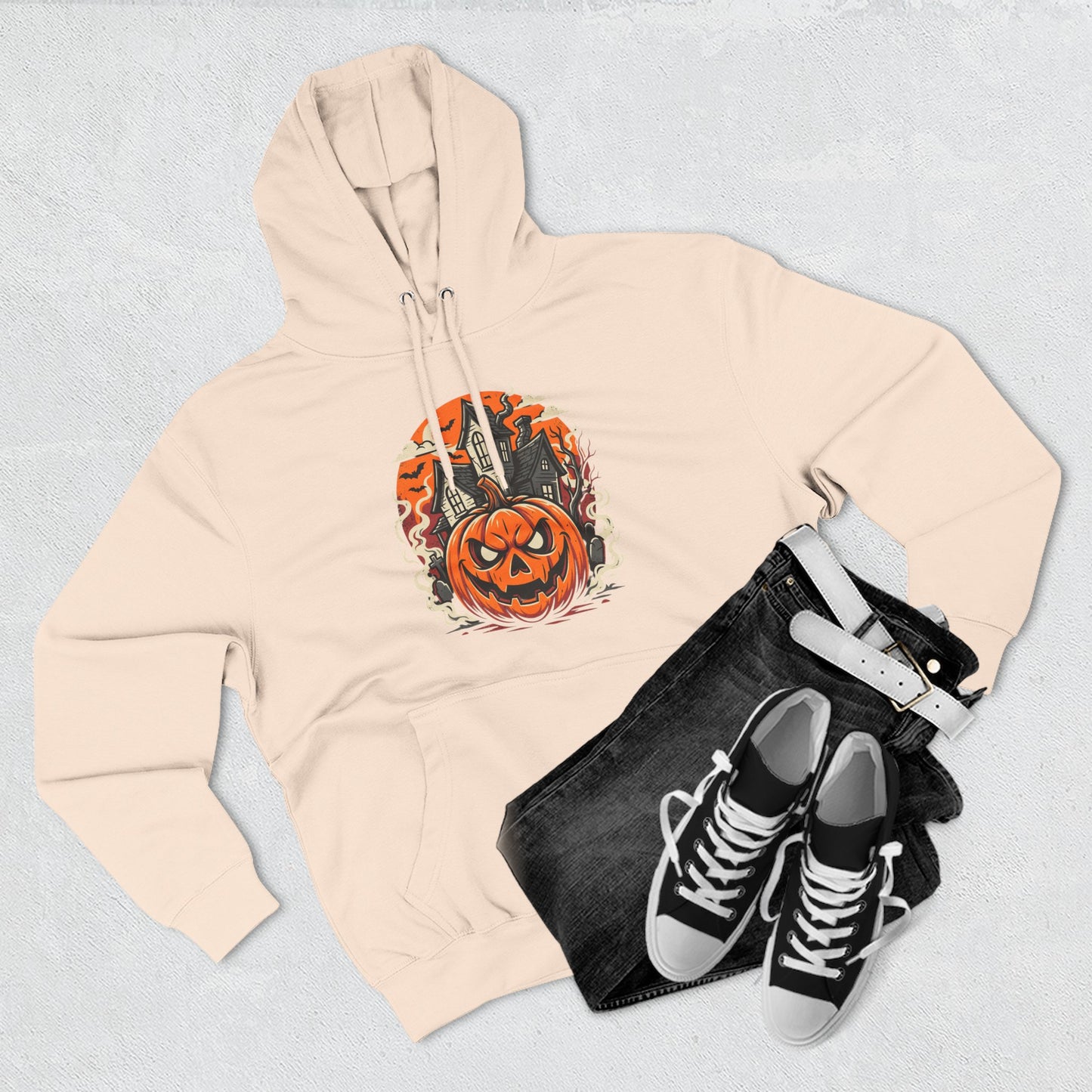 Halloween Pumpkin Hoodie — Jack-O'-Lantern Haunted House Fleece Hoodie