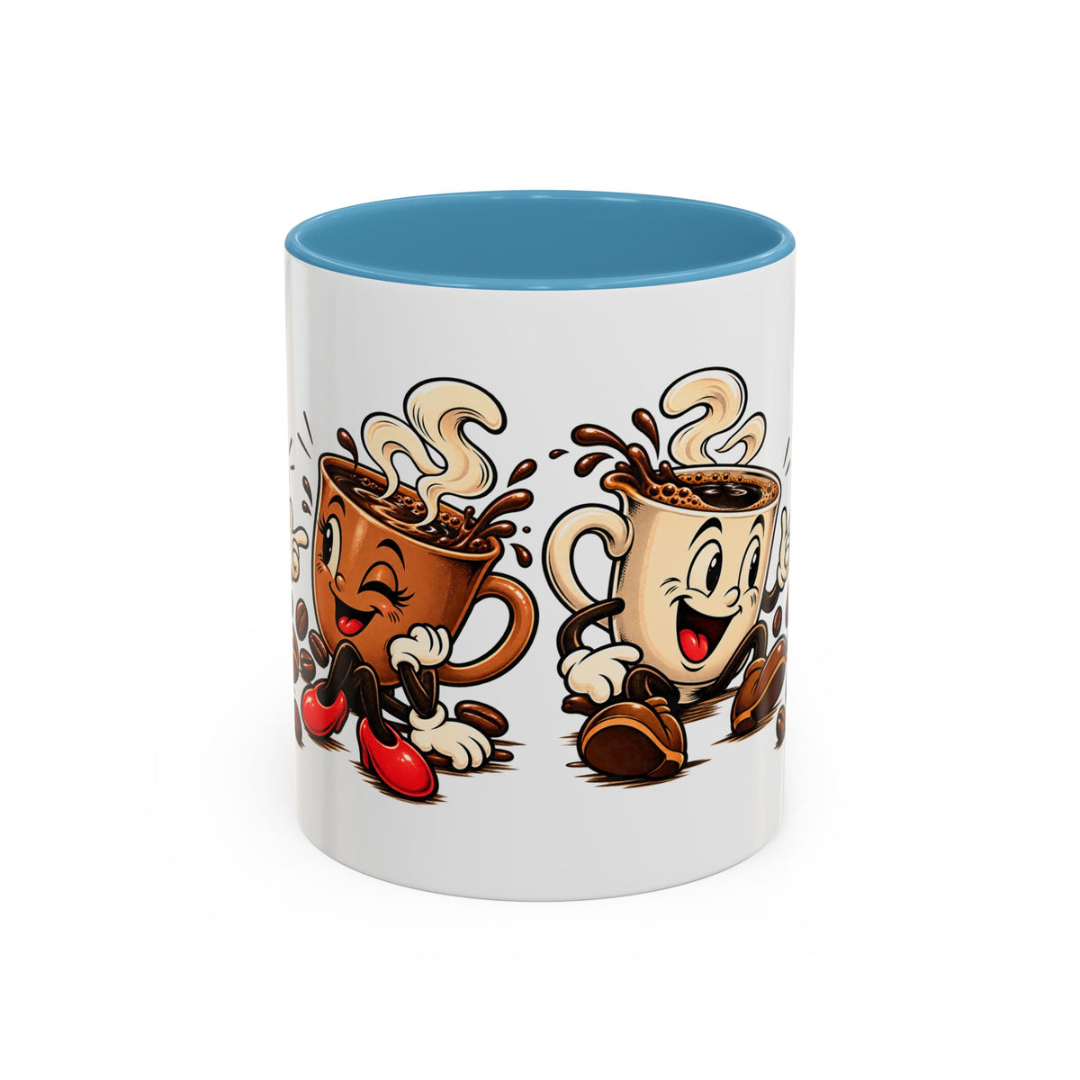 Coffee Cartoon Mug — Cute Dancing Coffee Cups Accent Mug