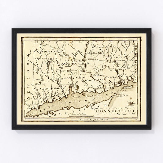 Vintage Map of Connecticut 1795