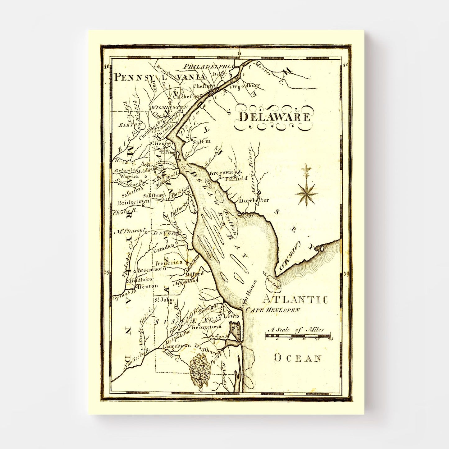 Vintage Map of Delaware 1795