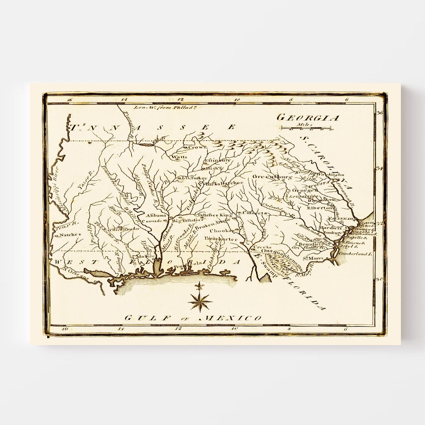 Vintage Map of Georgia 1795