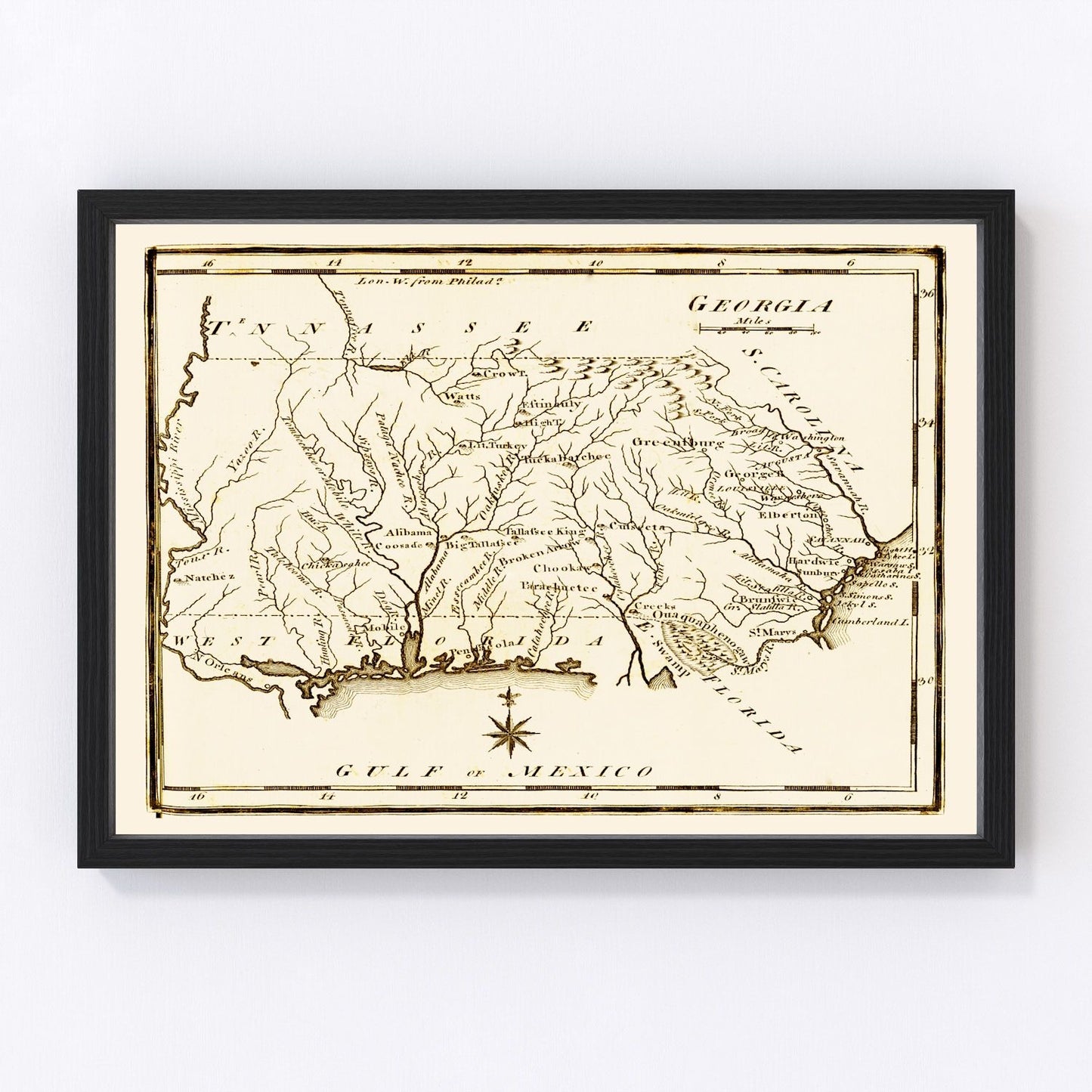 Vintage Map of Georgia 1795