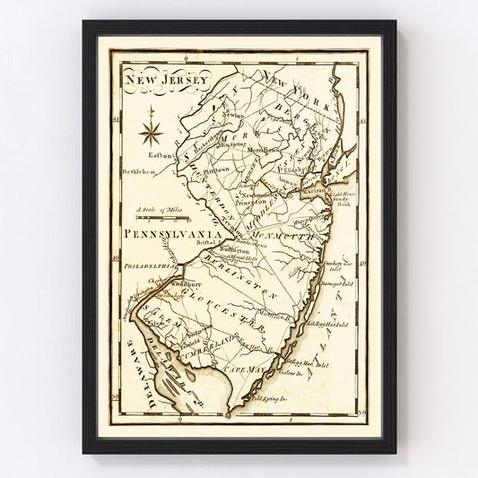 Vintage Map of New Jersey 1795