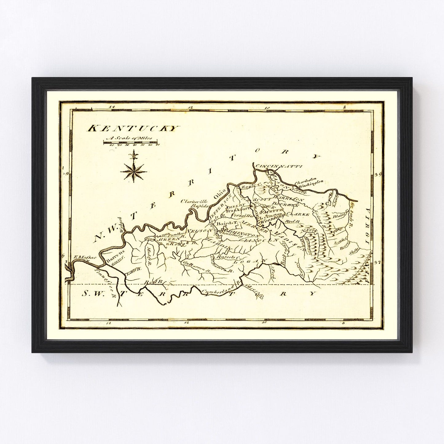 Vintage Map of Kentucky 1795