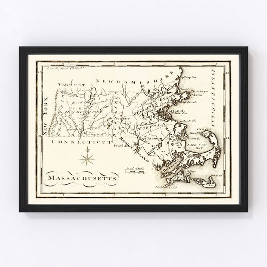 Vintage Map of Massachusetts 1795