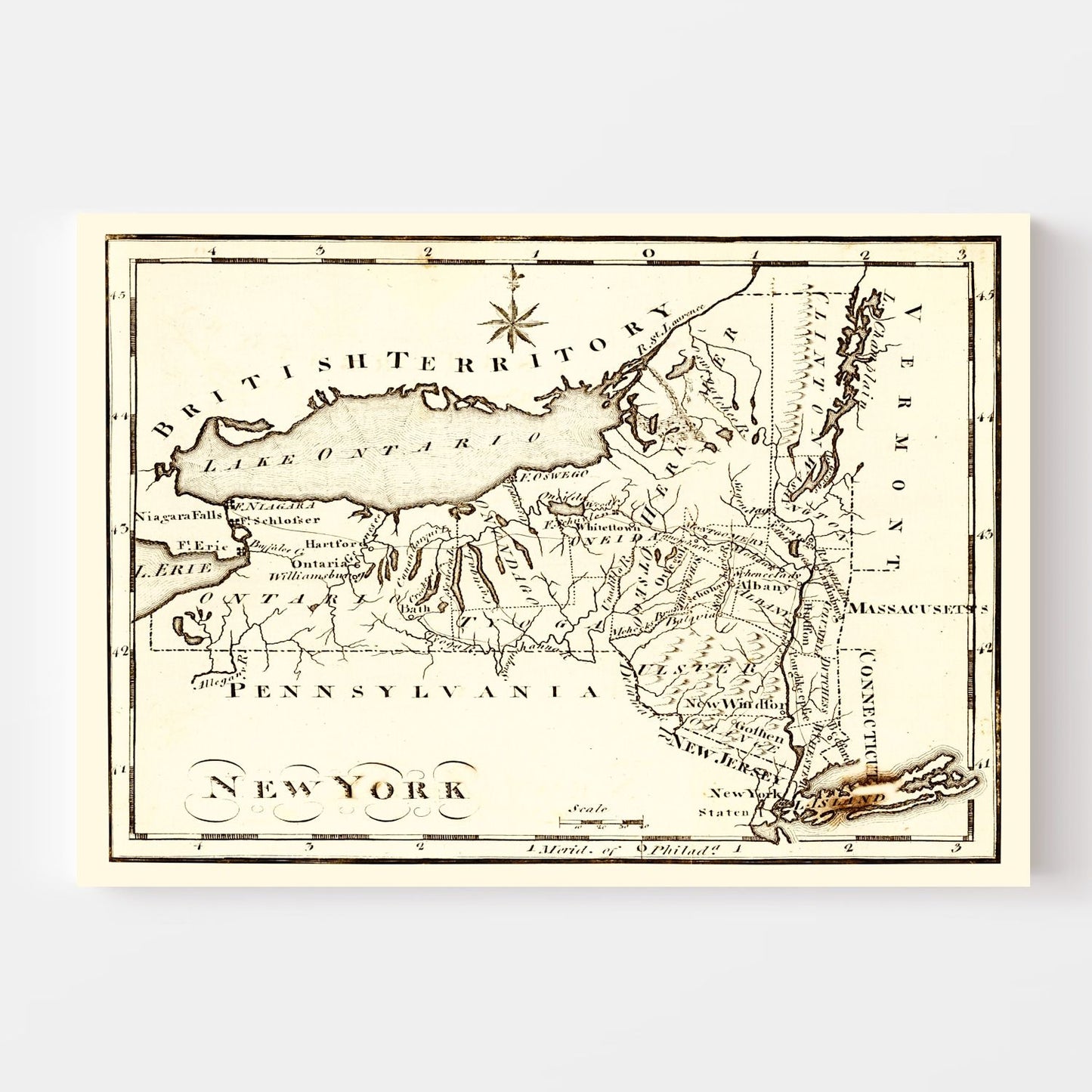 Vintage Map of New York 1795