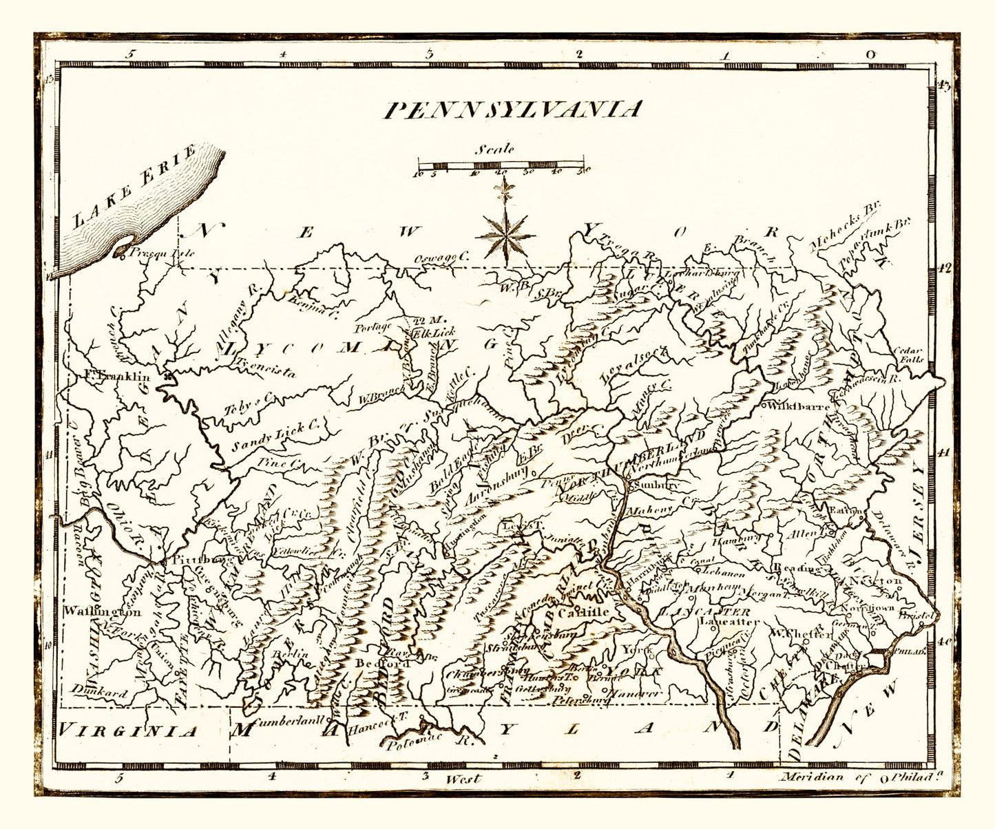 Vintage Map of Pennsylvania 1795