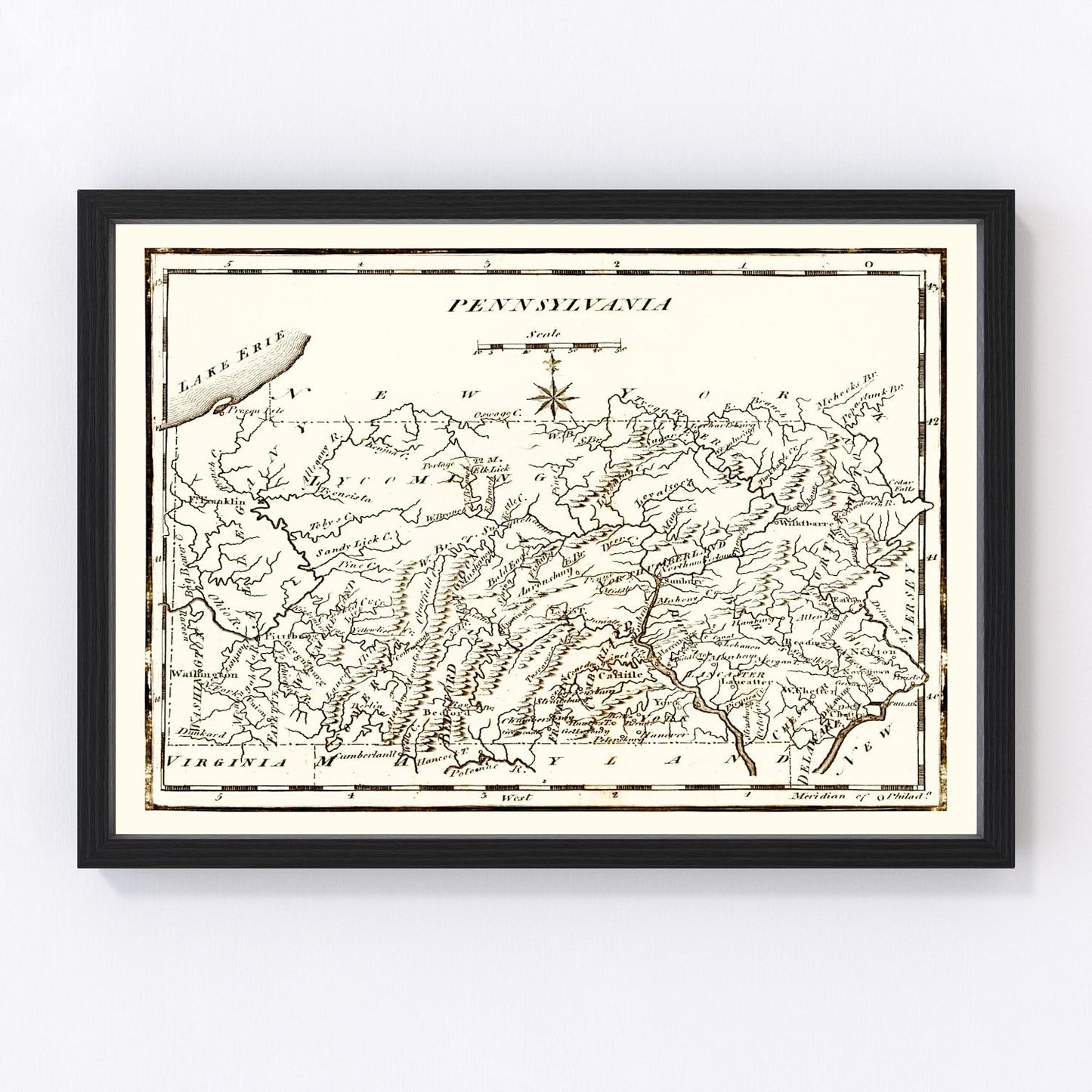 Vintage Map of Pennsylvania 1795