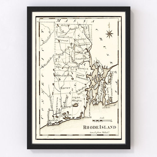 Vintage Map of Rhode Island 1795