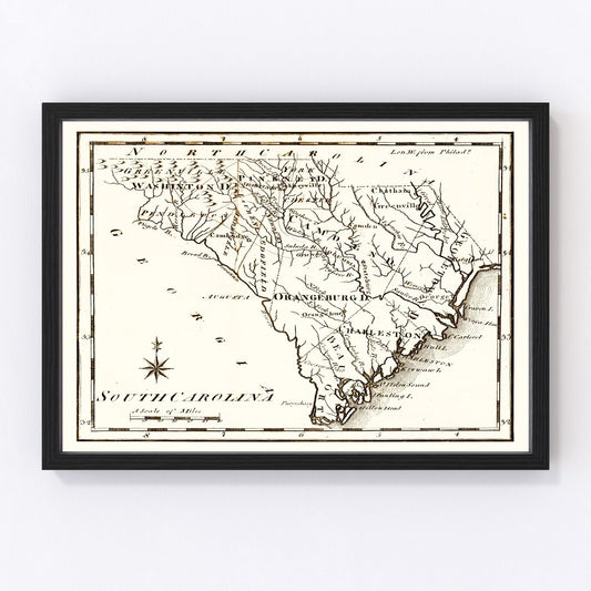 Vintage Map of South Carolina 1795