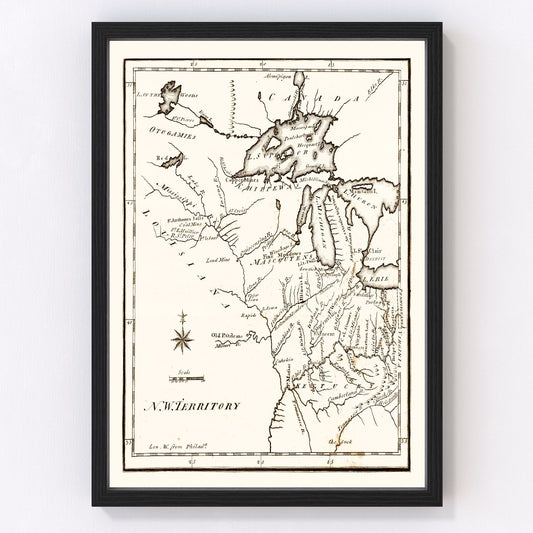 Vintage Map of the Northwest Territory 1795
