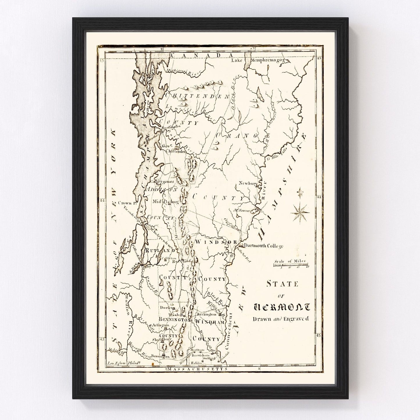 Vintage Map of Vermont 1795