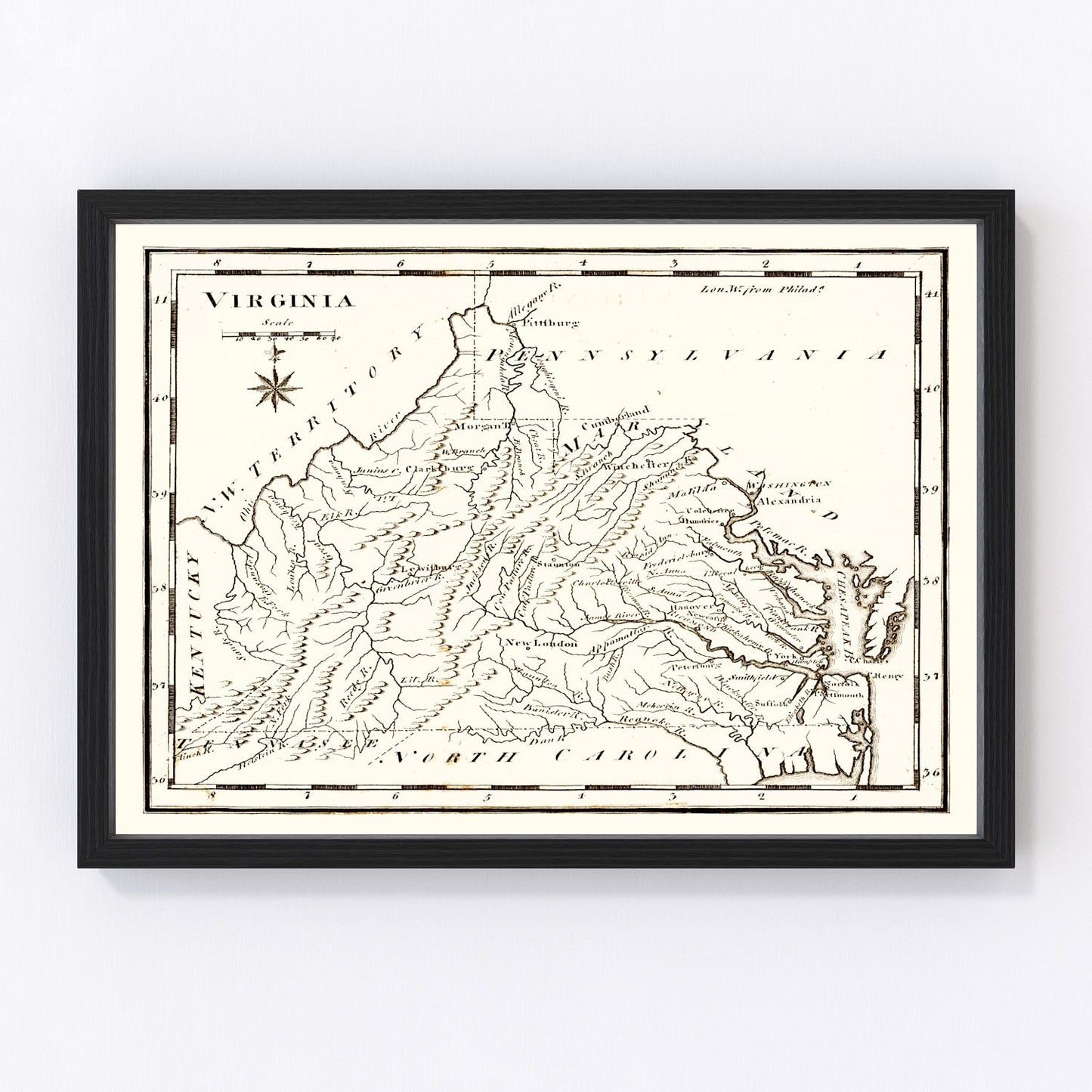 Vintage Map of Virginia 1795