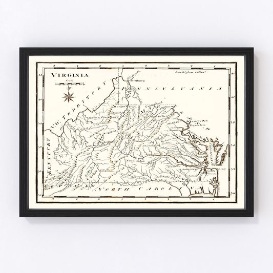 Vintage Map of Virginia 1795