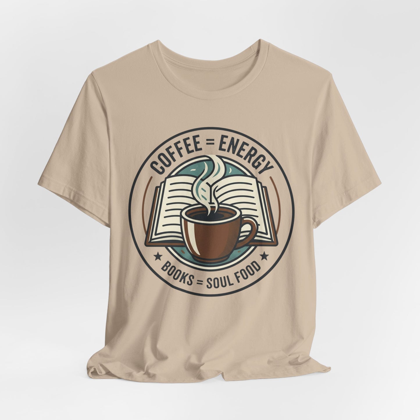 Coffee & Books T‑Shirt — “Coffee = Energy • Books = Soul Food” Literary Café Tee