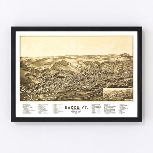 Vintage Map of Barre, Vermont 1891