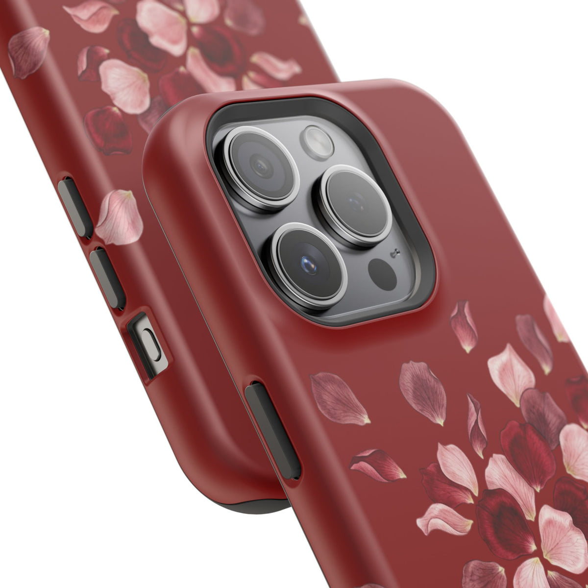 Phone Case — Red Floral Petal Magnetic Impact-Resistant Cover