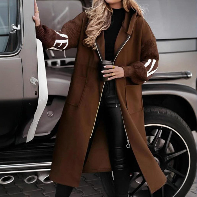 Women’s Letter Print Hooded Coat