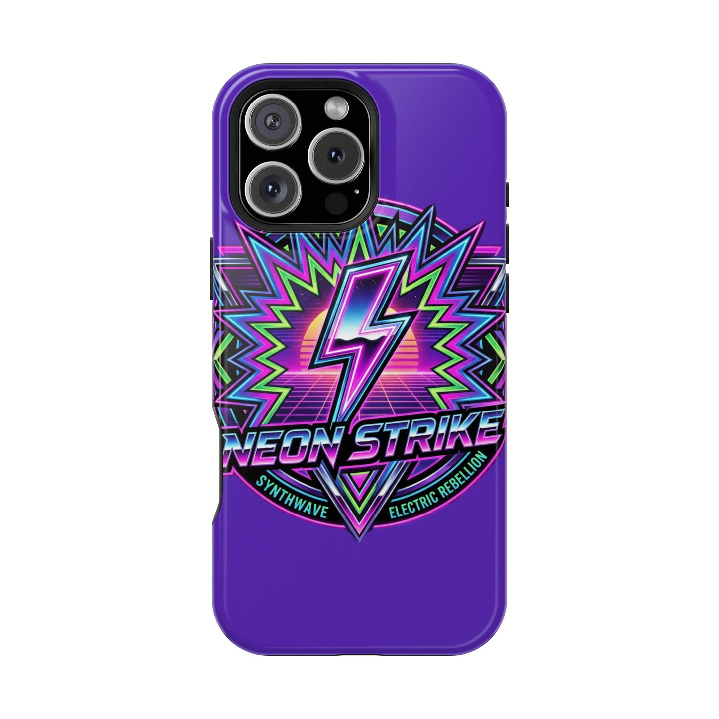 Neon Strike Phone Case — Retro 80s Lightning Magnetic Impact-Resistant Cover