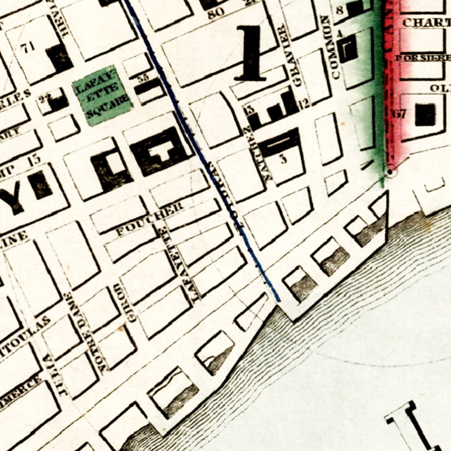 Vintage Map of New Orleans, Louisiana 1845