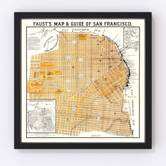 Vintage Map of San Francisco, California 1882
