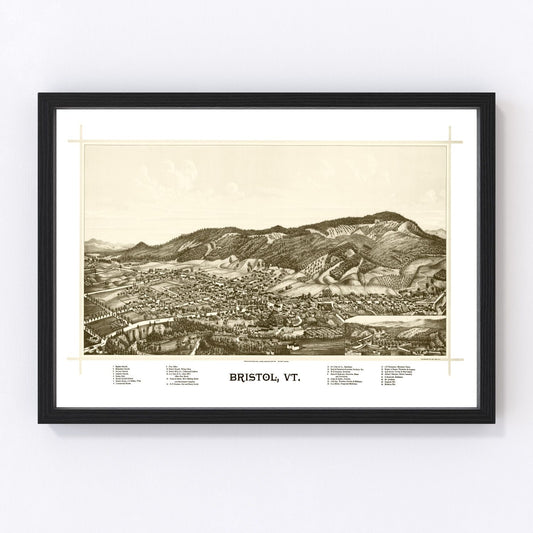 Vintage Map of Bristol, Vermont 1889