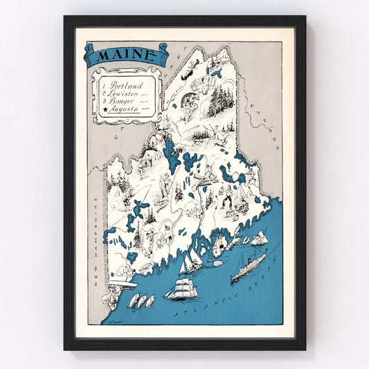 Vintage Map of Maine 1931