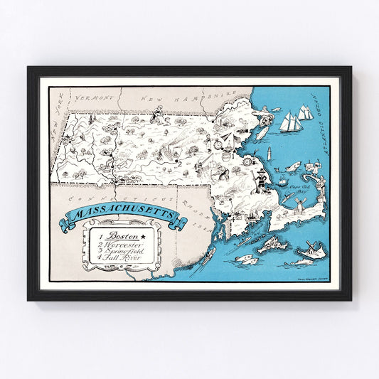 Vintage Map of Massachusetts 1931