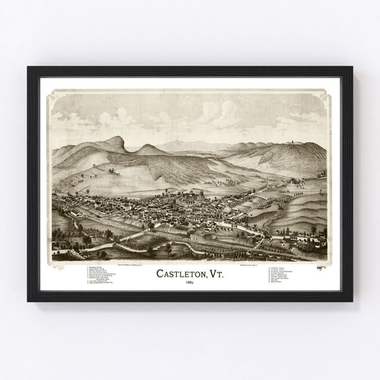 Vintage Map of Castleton, Vermont 1886