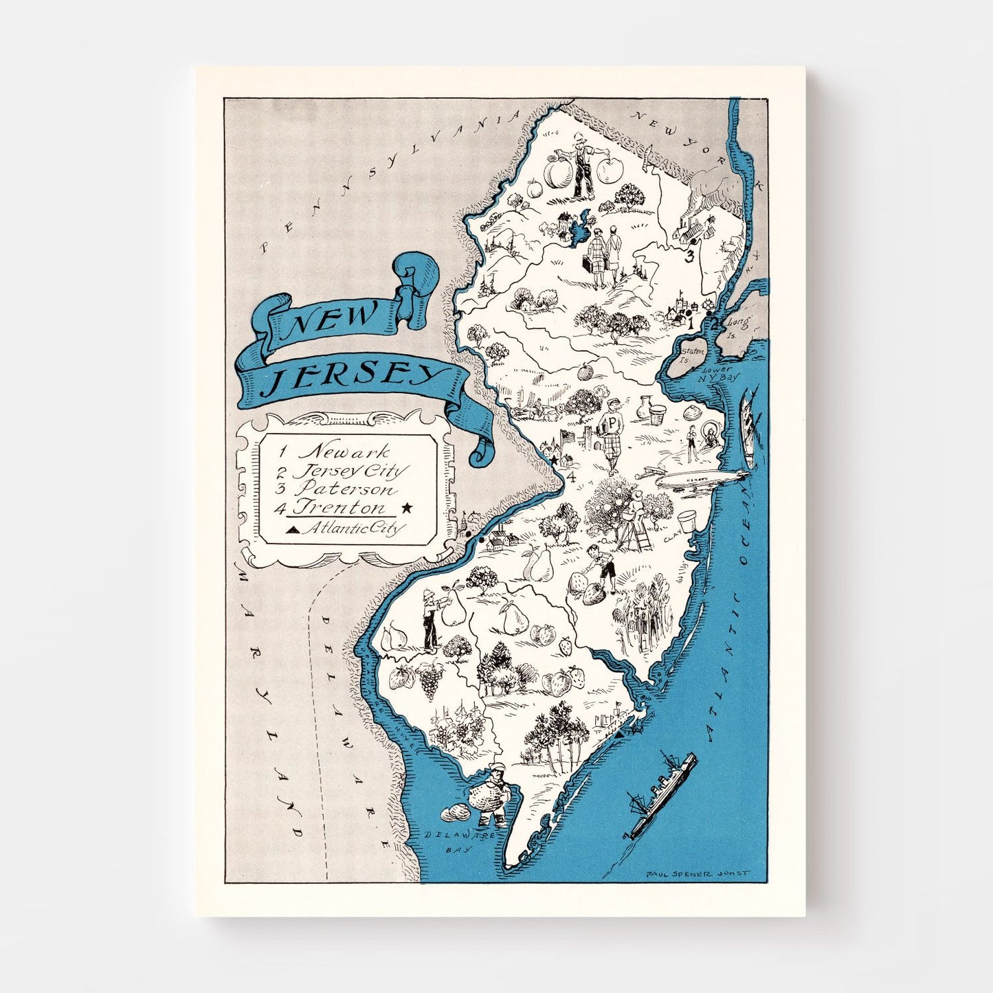 Vintage Map of New Jersey 1931