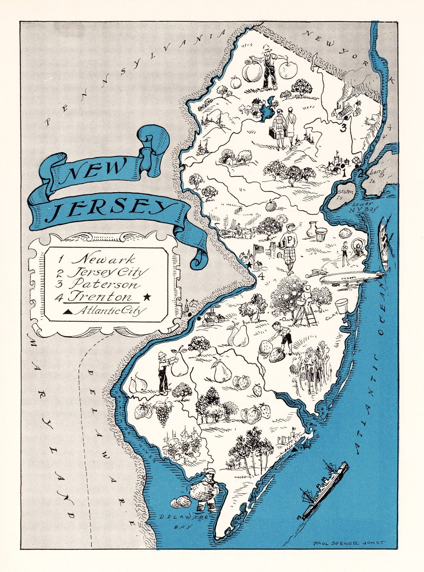 Vintage Map of New Jersey 1931