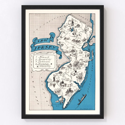 Vintage Map of New Jersey 1931