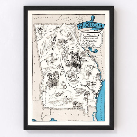 Vintage Map of Georgia 1931