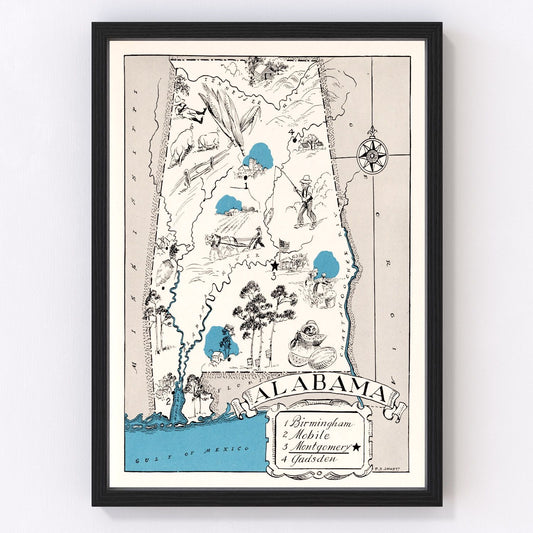 Vintage Map of Alabama 1931