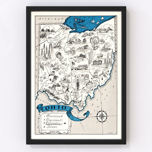 Vintage Map of Ohio 1931