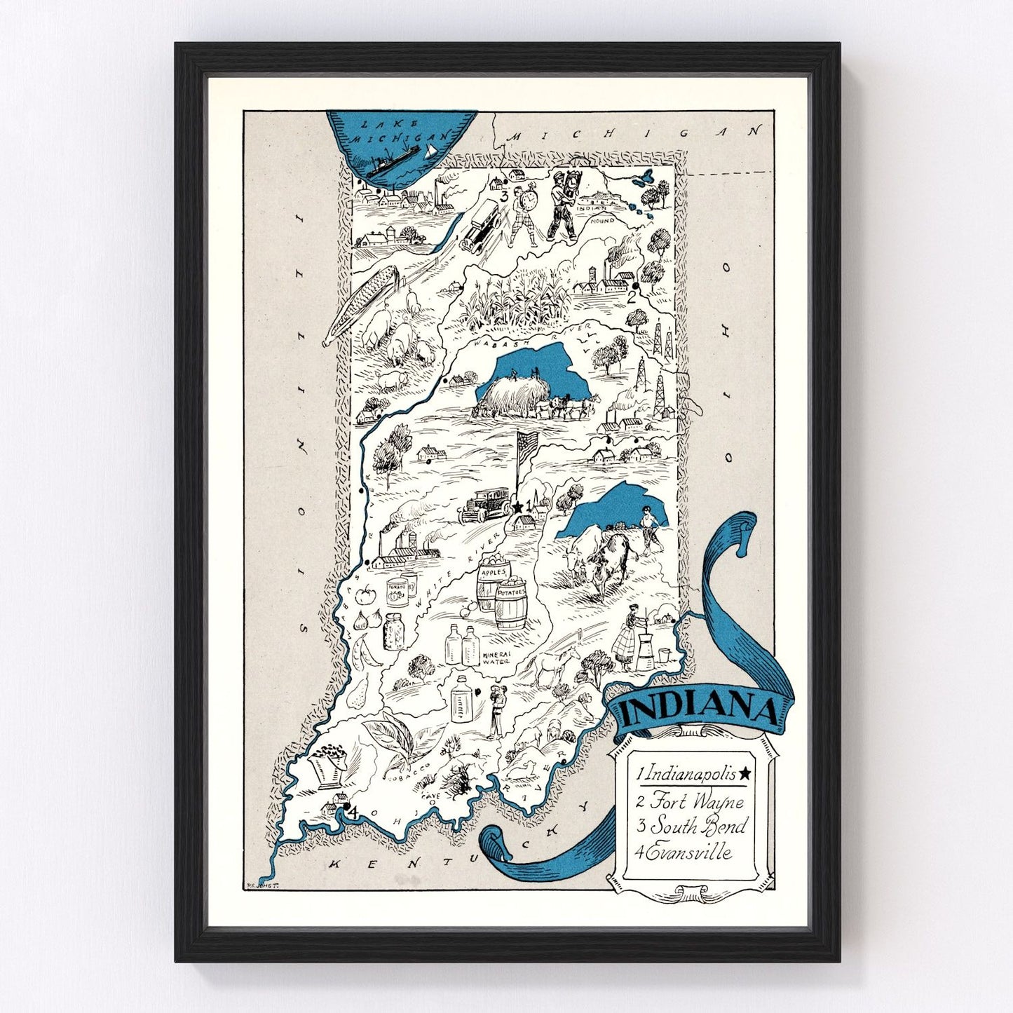 Vintage Map of Indiana 1931