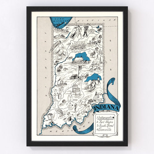 Vintage Map of Indiana 1931