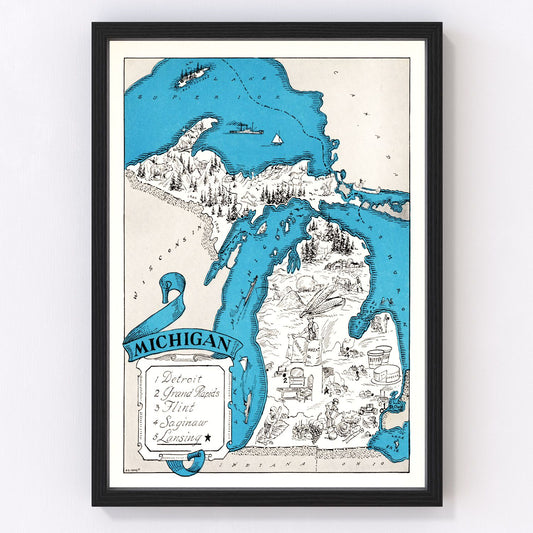 Vintage Map of Michigan 1931