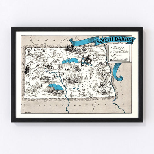 Vintage Map of North Dakota 1931