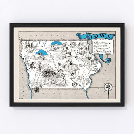 Vintage Map of Iowa 1931